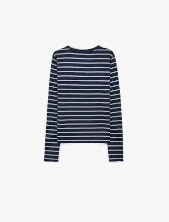 Slim Fit Bisiklet Yaka Uzun Kollu Çizgili Tişört 