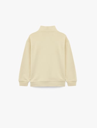 Baskılı Fermuarlı Uzun Kollu Pamuklu Dik Yaka Sweatshirt