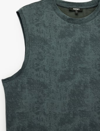 Regular Fit Pamuklu Kolsuz Yıkamalı Bisiklet Yaka Atlet