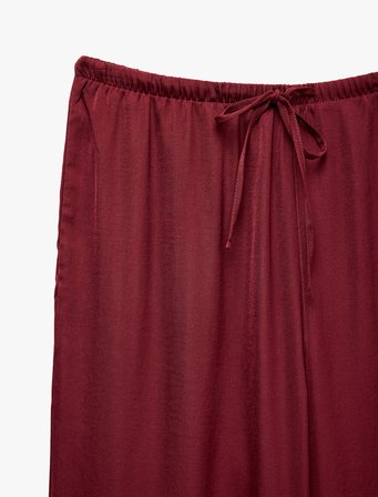 Aerobin Kumaş Beli Lastikli Geniş Paça Pantolon