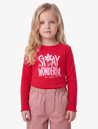 Uzun Kollu Bisiklet Yaka Kaşkorse Baskılı Tişört