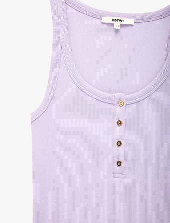 Pamuklu Slim Fit Süs Düğmeli U Yaka Fitilli Atlet