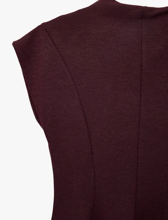 Viskon Karışımlı Slim Fit Kolsuz Dik Yaka Peplum Bluz
