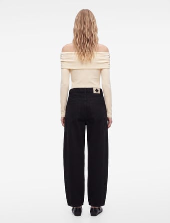 Pamuklu Normal Paça Cepli Düğmeli Balon Denim Pantolon - Balloon Fit Jean