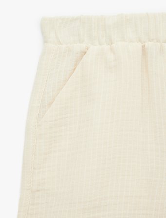 Pamuklu Beli Lastikli Cepli Basic Müslin Şort