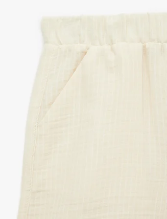 Pamuklu Beli Lastikli Cepli Basic Müslin Şort