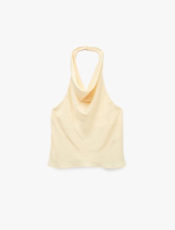Degaje Halter Yaka Saten Bluz