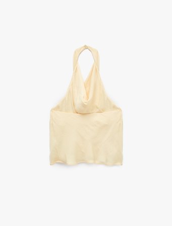 Degaje Halter Yaka Saten Bluz