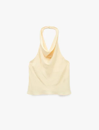 Degaje Halter Yaka Saten Bluz