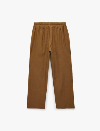 Keten ve Viskon Karışımlı Beli Bağcıklı Pantolon