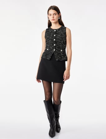 Slim Fit Bisiklet Yaka Kolsuz Düğmeli Tüvit Yelek