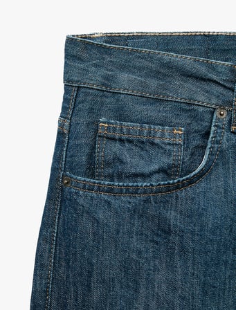 Normal Bel Cepli Pamuklu Rahat Kalıp Vintage Straight Jean Pantolon