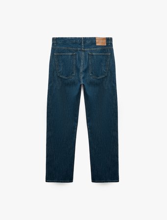 Normal Bel Cepli Pamuklu Rahat Kalıp Vintage Straight Jean Pantolon