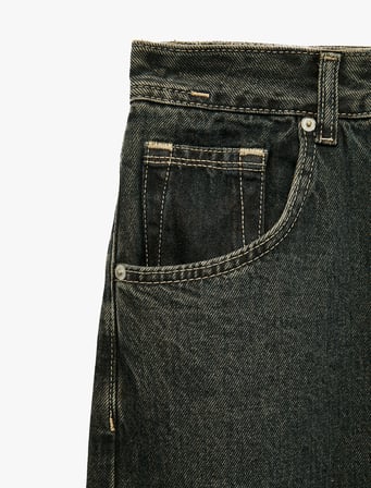 Normal Bel Cepli Pamuklu Bol Super Baggy Jean Pantolon