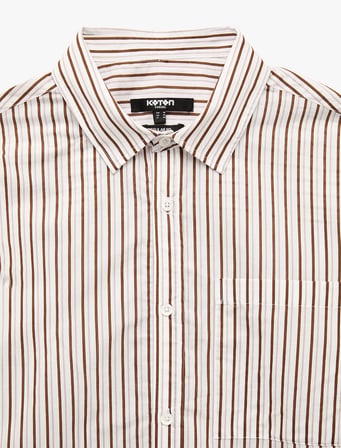 Regular Fit Pamuklu Klasik Yaka Uzun Kollu Çizgili Poplin Gömlek