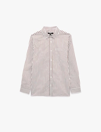 Regular Fit Pamuklu Klasik Yaka Uzun Kollu Çizgili Poplin Gömlek