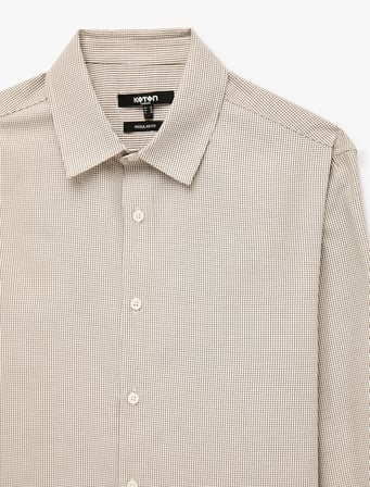 Regular Fit Klasik Yaka Uzun Kollu Kareli Poplin Gömlek
