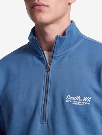 Pamuklu Regular Fit Nakışlı Uzun Kollu Yarım Fermuarlı Sweatshirt