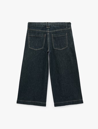 Pamuklu Cepli Kemerli Culotte Denim Pantolon