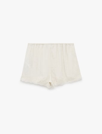 Bel Lastikli Dantelli Rahat Kesim Mini Şort Pijama Altı