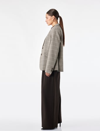 Regular Fit Uzun Kollu Klasik Yaka Cepli Düğmeli Ekose Blazer Ceket