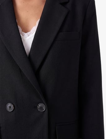 KOTON Uzun Kollu Cepli Viskon Karışımlı Düğmeli Oversize Kruvaze Yaka Blazer Ceket