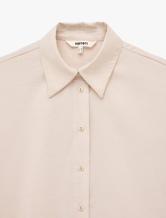 Modal Kumaş Katlama Detaylı Kısa Kollu Oversize Gömlek