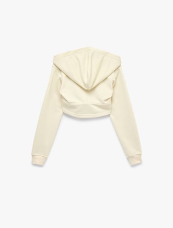 Slim Fit Fermuarlı Kapüşonlu Uzun Kollu Korse Detaylı Sweatshirt