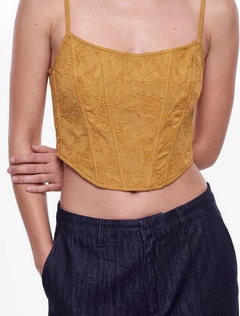 Jakarlı Slim Fit Askılı Crop Korse Büstiyer