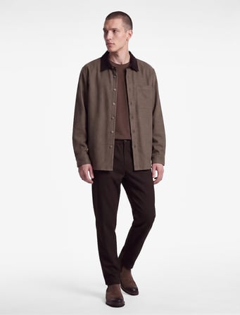 Viskon Karışımlı Cepli Beli Lastikli Düğmeli Slim Fit Pileli Kumaş Pantolon