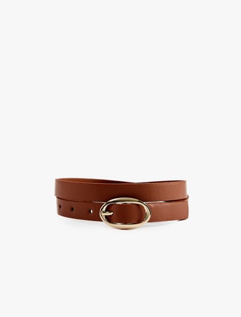 Oval Metal Tokalı Suni Deri Kemer