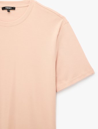 Pamuklu Bisiklet Yaka Kısa Kollu Basic Oversize Tişört