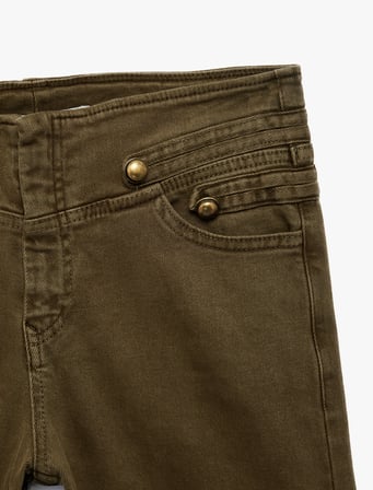 Pamuklu Düşük Bel Dar Kesim İspanyol Paça Cepli Denim Pantolon - Flare Jeans