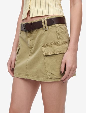 Normal Bel Cep Detaylı Düğmeli Pamuklu Denim Kargo Cepli Carpenter Mini Şort Etek