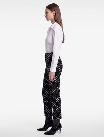 Pamuklu Yüksek Bel Slim Fit Puantiyeli Cepli Cigarette Pantolon