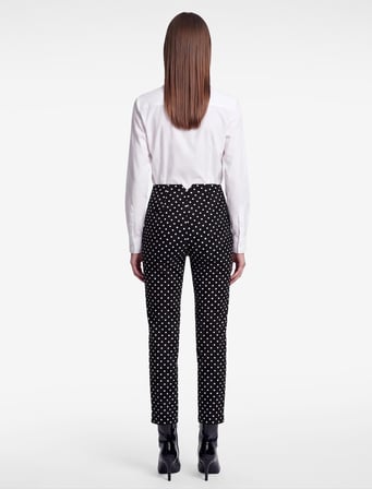 Pamuklu Yüksek Bel Slim Fit Puantiyeli Cepli Cigarette Pantolon