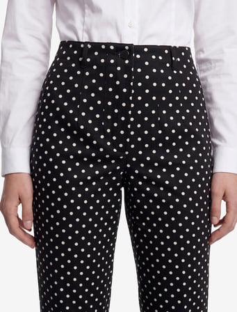 Pamuklu Yüksek Bel Slim Fit Puantiyeli Cepli Cigarette Pantolon