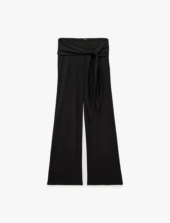 Normal Bel Modal Kumaş Beli Bağlamalı Geniş Paça