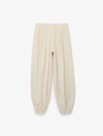 Keten Görünümlü Dökümlü Şalvar Pantolon