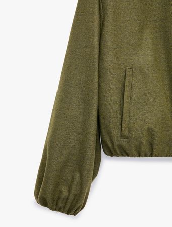 Cepli Fermuarlı Uzun Kollu İnce Kaşe Mevsimlik Bomber Ceket