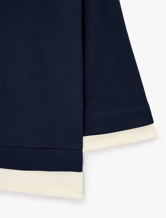 Renk Bloklu Regular Fit Bisiklet Yaka 3/4 Kol Basic Sweatshirt