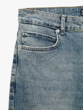 Pamuklu Normal Bel Cepli Düz Paça Denim Pantolon - Tapered Jeans