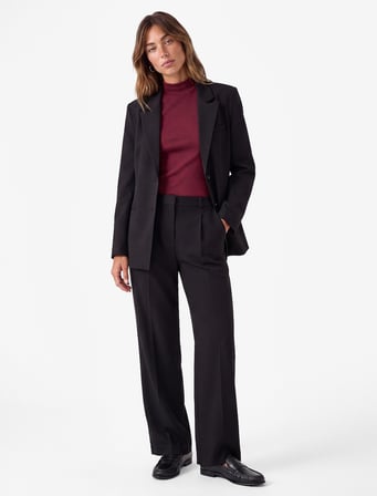 Regular Fit Fleto Çift Cepli Uzun Kollu Geniş Yaka Blazer Ceket