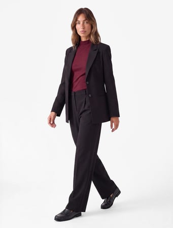 Regular Fit Fleto Çift Cepli Uzun Kollu Geniş Yaka Blazer Ceket