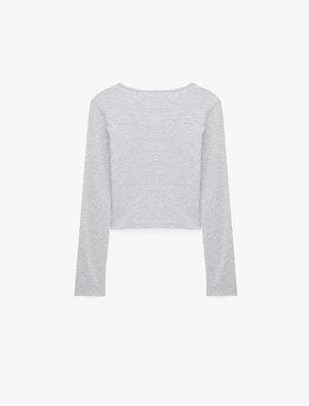 Slim Fit Pamuklu Uzun Kollu Düğmeli Bisiklet Yaka Basic Tişört
