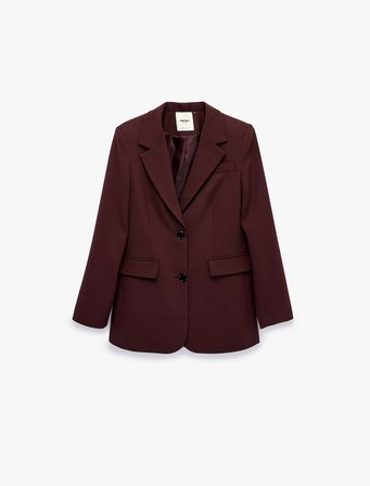 Regular Fit Uzun Kollu Cep Detaylı Düğmeli Viskon Karışımlı Blazer Ceket
