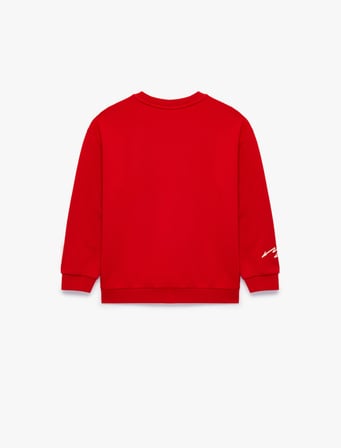 Üç İplik Bisiklet Yaka Uzun Kollu Baskılı Sweatshirt