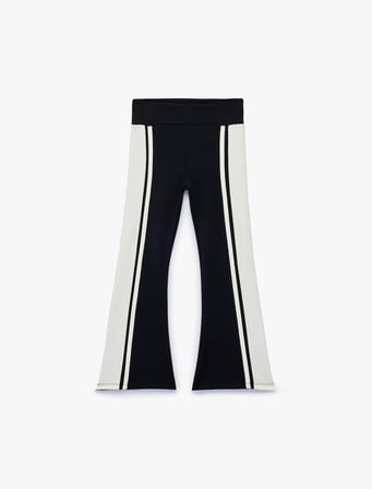 Beli Lastikli Slim Fit Viskon Karışımlı İspanyol Paça Tayt