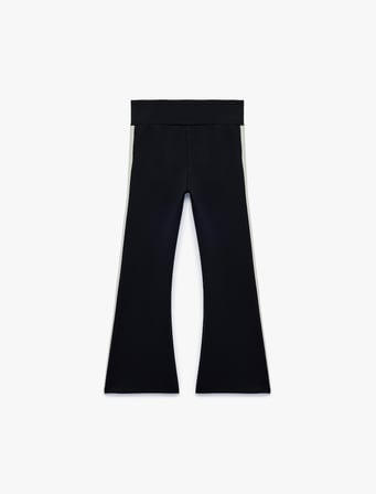Beli Lastikli Slim Fit Viskon Karışımlı İspanyol Paça Tayt