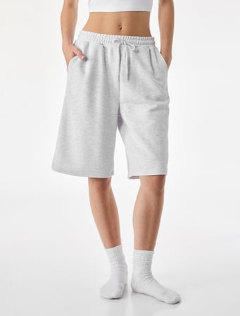 Beli Lastikli Pamuk Karışımlı Rahat Kesim Şort Pijama Altı